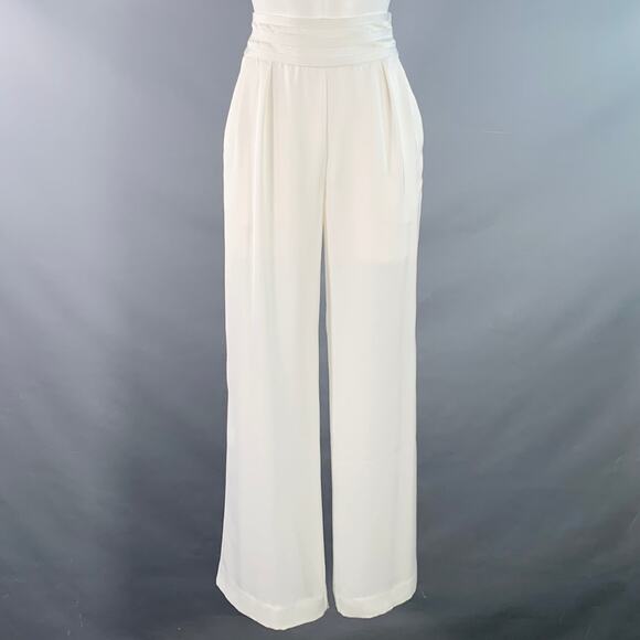 RAMY BROOK Size 2 White Wide Leg Side Zipper Dress Pants - Picture 1 of 6